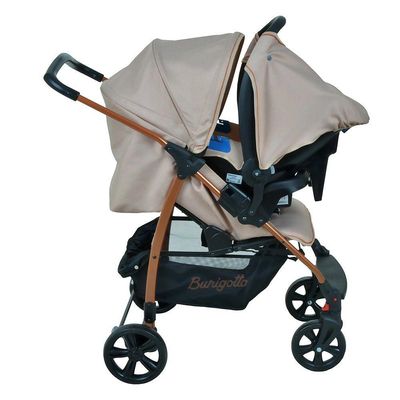 Travel System Burigotto Carrinho De Bebê Com Bebê Conforto Ecco + Touring X Mon Amour Bege