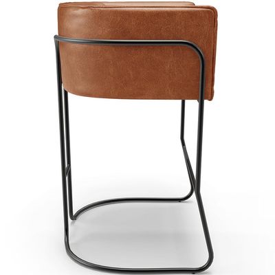 Banqueta Decorativa Fixa Baixa Base de Aço Preto Betina D02 Couríssimo Camel B-14 - Lyam Decor
