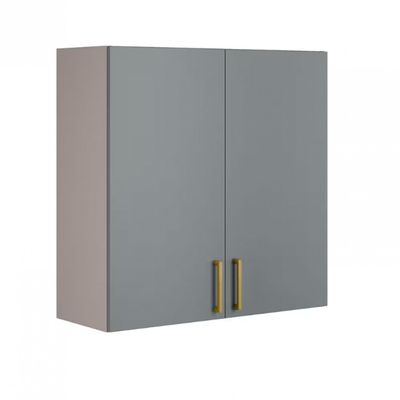 Armário Aéreo Duplo Itatiaia Essence com 2 Portas, 2 Prateleiras e 80 cm de Largura Fendi/Gris