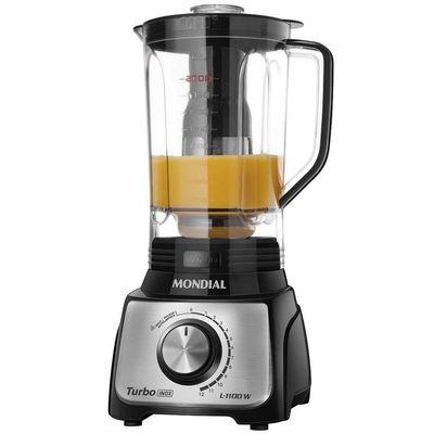Liquidificador Mondial Turbo L-1100 12 Velocidades 1100W Preto e Inox / 110V