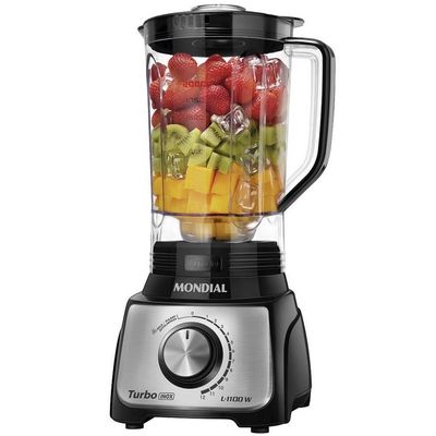 Liquidificador Mondial Turbo L-1100 12 Velocidades 1100W Preto e Inox / 110V