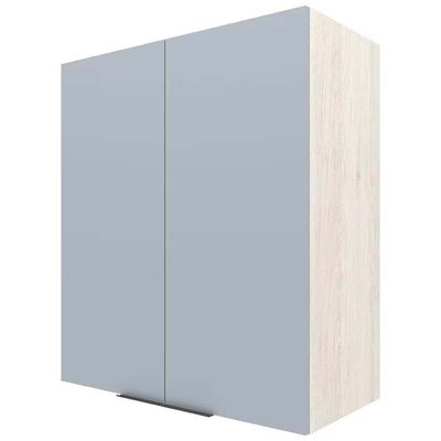 Armário Aéreo Bartira Cristal MDP 15mm com 2 Portas e 2 Prateleiras - 80cm de largura Freixo/Azul Wood