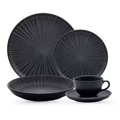 Aparelho de Jantar Oxford Onix em Cerâmica com 20 Peças Preto