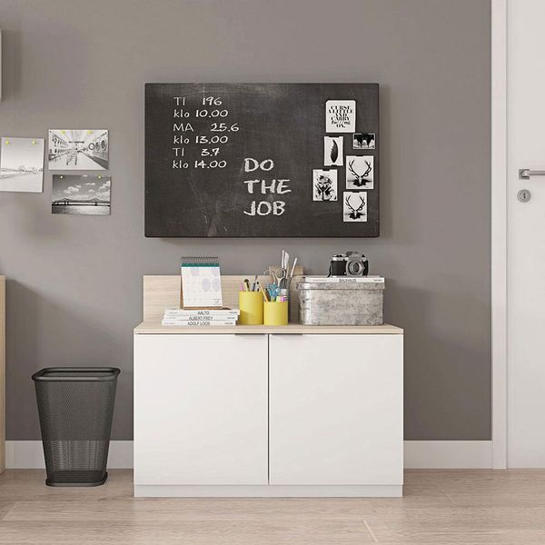 Armário Baixo Caemmun Recta com 2 Portas e 1 Prateleira Carvalho e Branco Armário Baixo Caemmun Recta com 2 Portas e 1 Prateleira Carvalho e Branco