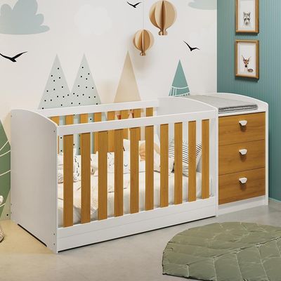 Berço Americano Multifuncional Atlanta Branco Fosco/savana - Reller Móveis Branco Fosco/savana