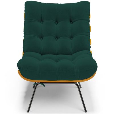 Poltrona Decorativa Sala de Estar Costela L02 Bouclê Verde - Lyam Decor