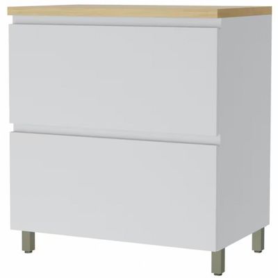 Balcão Nesher Rainha em MDF 15mm com 1 Porta, 1 Gaveta e 1 Prateleira - 80cm de largura Branco com Nature