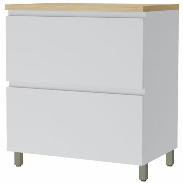 Balcão Nesher Rainha em MDF 15mm com 1 Porta, 1 Gaveta e 1 Prateleira - 80cm de largura Branco com Nature
