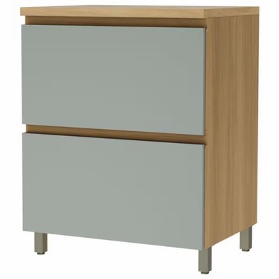 Balcão Nesher Rainha em MDF 15mm com 1 Porta, 1 Gaveta e 1 Prateleira - 70cm de largura Nature com Verde