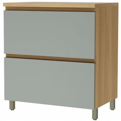 Balcão Nesher Rainha em MDF 15mm com 1 Porta, 1 Gaveta e 1 Prateleira - 80cm de largura Nature com Verde