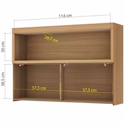Armário Aéreo Nesher Marquesa em MDF 15mm com 1 Porta e 1 Prateleira - 120cm de largura Nature