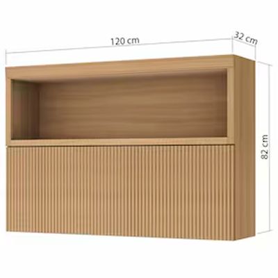 Armário Aéreo Nesher Marquesa em MDF 15mm com 1 Porta e 1 Prateleira - 120cm de largura Nature