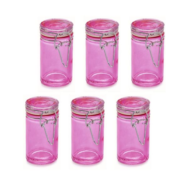 Pote de Vidro para Lembrancinhas Rosa Translúcida 60ml com Fecho Hermético com 6 unidades