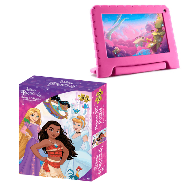 Combo Kids - Tablet Kid Pad Go Multilaser 7 Pol. 16GB Quad Core Android 8.1 Rosa e Quebra-Cabeça 3D Princesas Zipper Box 200 Peças - BR1315K BR1315K Combo Kids - Tablet Kid Pad Go Multilaser 7 Pol. 16GB Quad Core Android 8.1 Rosa e Quebra-Cabeça 3D Princesas Zipper Box 200 Peças - BR1315K BR1315K