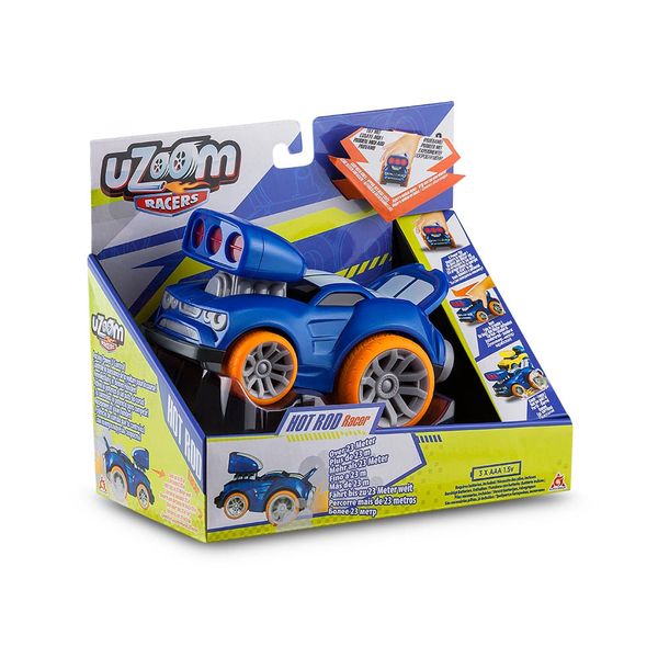 Carrinho de Fricção Uzoom Racers Hot Rod Racer Azul Multikids - BR1170 BR1170