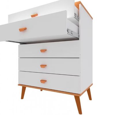 Cômoda Infantil Bartira Ternura com 5 Gavetas Branco
