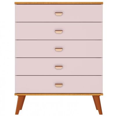 Cômoda Infantil Bartira Ternura com 5 Gavetas Rosa