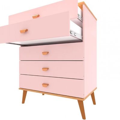 Cômoda Infantil Bartira Ternura com 5 Gavetas Rosa
