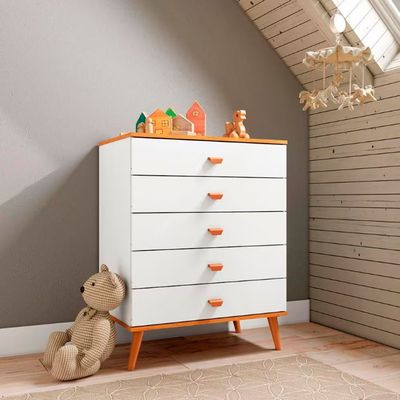 Cômoda Infantil Bartira Ternura com 5 Gavetas Branco