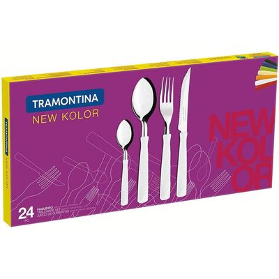 Faqueiro 24 Peças Tramontina New Kolor em Aço Inox Preto