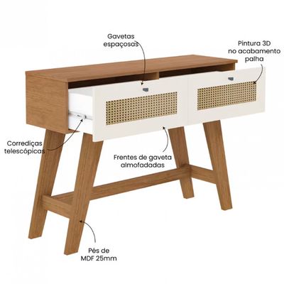 Aparador Artely Trama com 2 gavetas 110cm de largura Cinamomo/Off White
