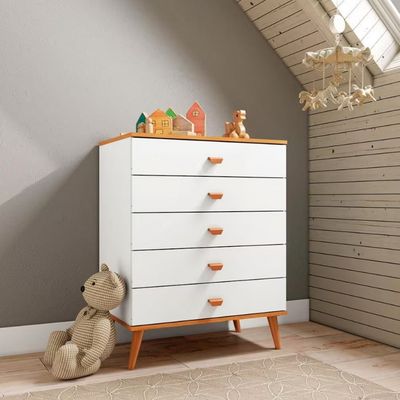 Cômoda Infantil Bartira Ternura com 5 Gavetas Branco