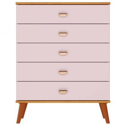 Cômoda Infantil Bartira Ternura com 5 Gavetas Rosa
