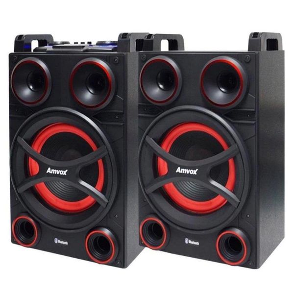 Caixa Amplificada Amvox ACA 1010 Twins Bluetooth USB Rádio FM 1000W n/a / Bivolt