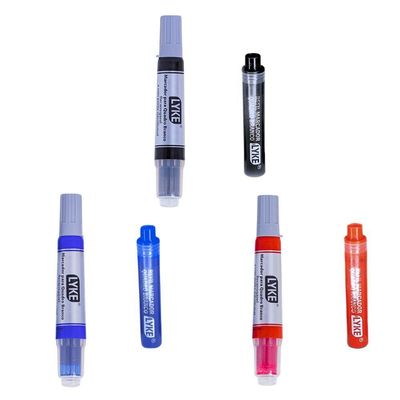 Kit Pincel Marcador Quadro Branco Recarregável + Refil Lyke Vermelho