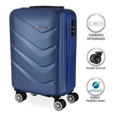 Mala De Bordo Abs Gosuper Oslo Cadeado Integrado Rodas Giro 360° Azul Royal Azul P