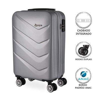 Mala De Bordo Abs Gosuper Oslo Cadeado Integrado Rodas Giro 360° Prata P