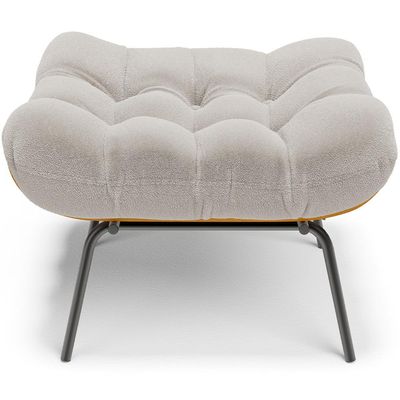 Puff Decorativo Sala de Estar Costela L02 Bouclê Creme - Lyam Decor