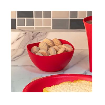 Tigela Bowl Jogo de Sobremesa Cremeira Pote Vermelho 6un