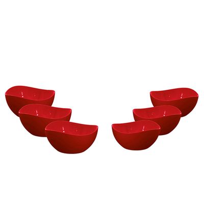 Jogo de Sobremesa Vermelho Tigela Bowl Saladeira Pote 7un