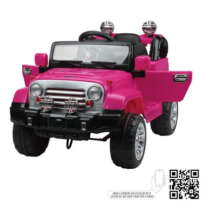 Jipe Elétrico Infantil Trilha 12V Rosa Bel Único / 12V