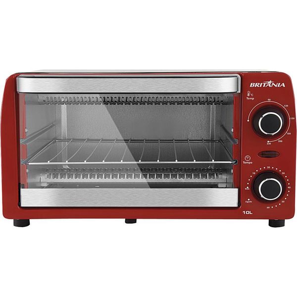 Forno Elétrico 10L Britânia BFE10V com Timer Vermelho 220V 220V Forno Elétrico 10L Britânia BFE10V com Timer Vermelho 220V 220V