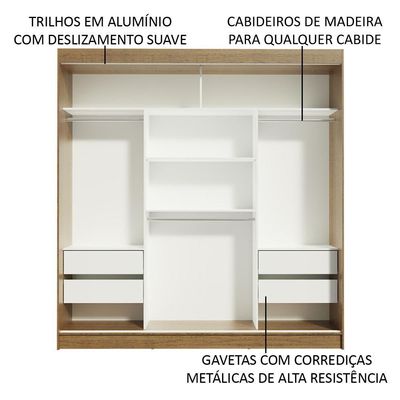 Guarda-roupa Casal Reno 3 Portas de Correr Madesa