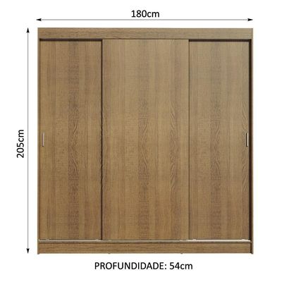 Guarda-roupa Casal Reno 3 Portas de Correr Madesa