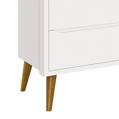 Cômoda Infantil 3 Gavetas Theo Retrô Branco Fosco Com Pés Amadeirado - Reller Móveis Branco Fosco