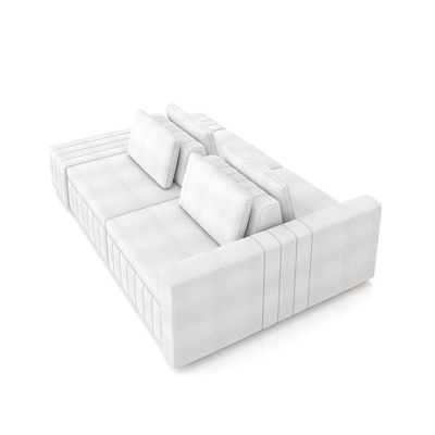Sofá Ilha com Encosto e Almofadas Móveis Olimpo 245cm Modulado Bouclê Branco G45 - Gran Belo
