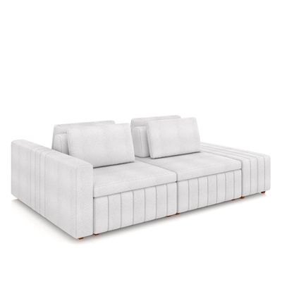 Sofá Ilha com Encosto e Almofadas Móveis Olimpo 245cm Modulado Bouclê Branco G45 - Gran Belo