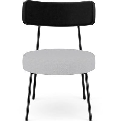 Poltrona Decorativa Para Sala De Estar Base Fixa Londres L02 Couríssimo Preto Linho Cinza - Lyam