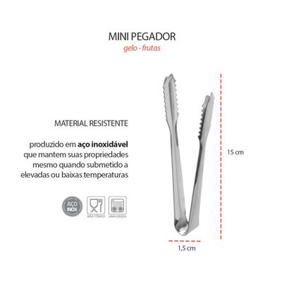 Pegador de Gelo Frios Jacare Inox Mini Utensilios Bar Restaurante