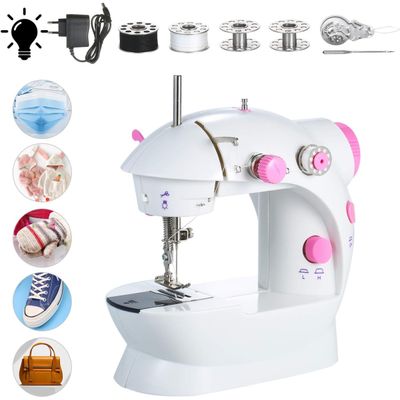 Mini máquina de costura ajustável de 2 velocidades com fio duplo portátil máquina de costura multifuncional