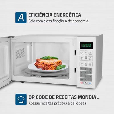 Micro-ondas Mondial MO-02-34-W com 10 Ajustes de Potência e Função Tira Odor Branco / 220V