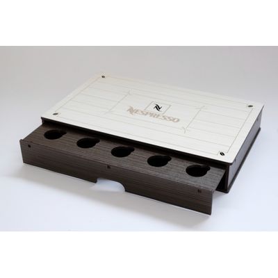 Caixa Porta Cápsulas Café Nespresso com Gaveta Mdf 31x20x5cm