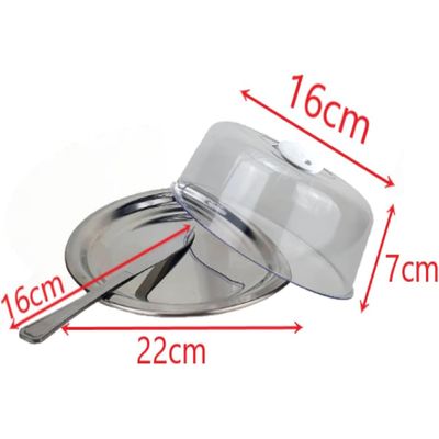 Queijeira Inox Com Tampa Acrilico Bandeja Suporte Porta Queijo Minas Redondo E Frios Fratelli Linha Lille Com Faca Para Corte