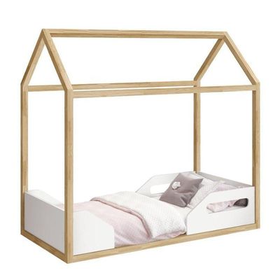 Mini Cama Montessoriana Zoe Branco/natural Com Colchão Physical - Reller Móveis Branco/natural