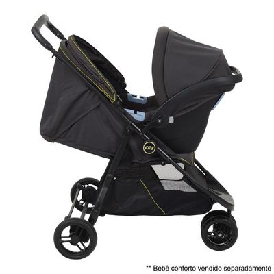 Carrinho De Bebê Burigotto Cr3 De 0 Até 15kg Para Passeio Cinza Escuro Com Neon