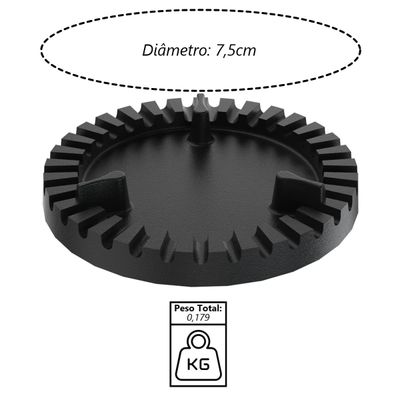Espalha Chama Fogão Industrial Queimador Duplo Ferro 7,5cm